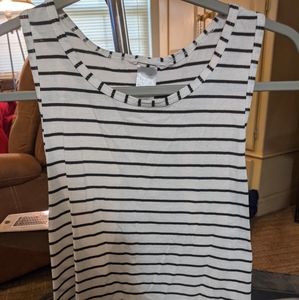 Jockey Black and White Striped Athletic Tank Top
